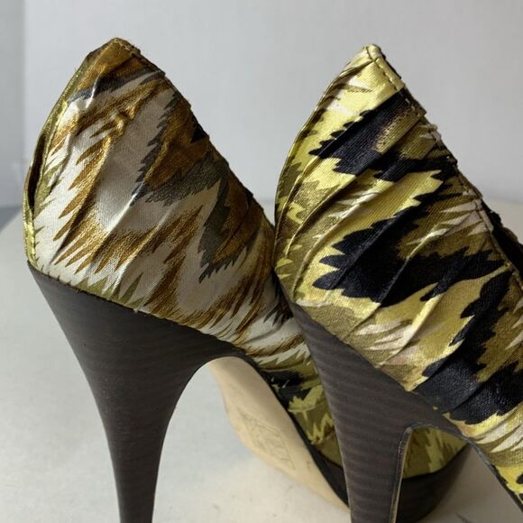 Aldo Jaylona Multicolor Pleated Fabric Peep Toe Platform High Heels Size 38 - Picture 15 of 16